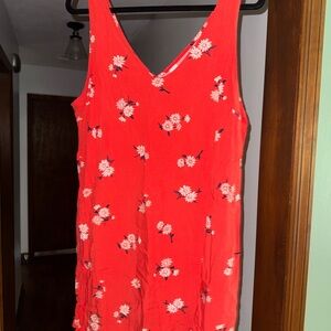 Red Floral Sleeveless Dress